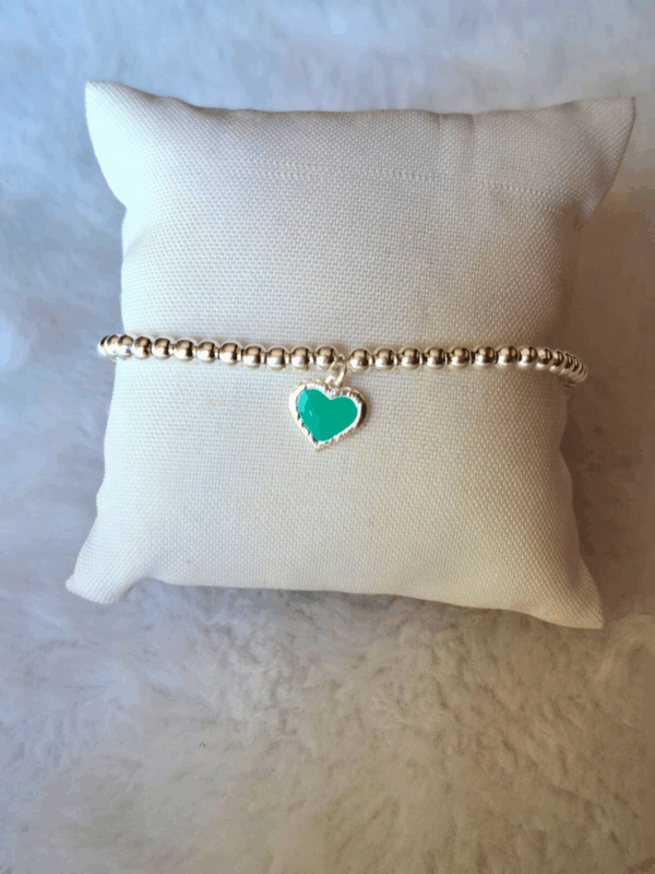 Pulseira Bolinha com Coração Verde